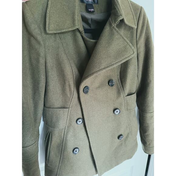 Victoria’s Secret Olive Green Wool Double Breasted Peacoat 0 Jacket 90s Vintage - Picture 7 of 7